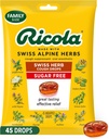 Ricola Pas de sucre Swiss Herb Toux gouttes, 45 Compte, Toux Suppressant & Gorge Soulager les gouttes avec menthol naturellement d'origine, goût de plaisir pour les Toux et la Gorge Irritation Symptom Relief