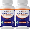 Serrapeptase vitamatique 240 000 portions de SPU, 120 capsules libérées avec retard - enduit entérique - non-OGM- fabriqué aux États-Unis (120 Nombre (paquet de 2))