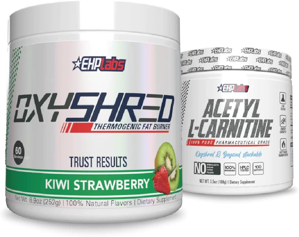 EHP Labs Shred + Acetyl Bundle - OxyShred Thermogenic Pre Workout Powder & Shredding Supplement - Acetyl L-Carnitine - Supports Natural Energy, Aids Metabolism, & Healthy Brain Function
