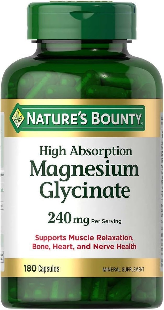 Nature's Bounty High Absorption Magnesium Glycinate 240mg 180 Capsules