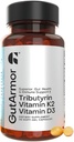 Gut & Heart Health + Immune Support (en anglais seulement) 1 mois d'approvisionnement (en anglais seulement) 30 capsules de gel souple (en anglais seulement) Pur Butyrate 350mg & Vitamine D3 2000IU & Vitamine K2 120mcg
