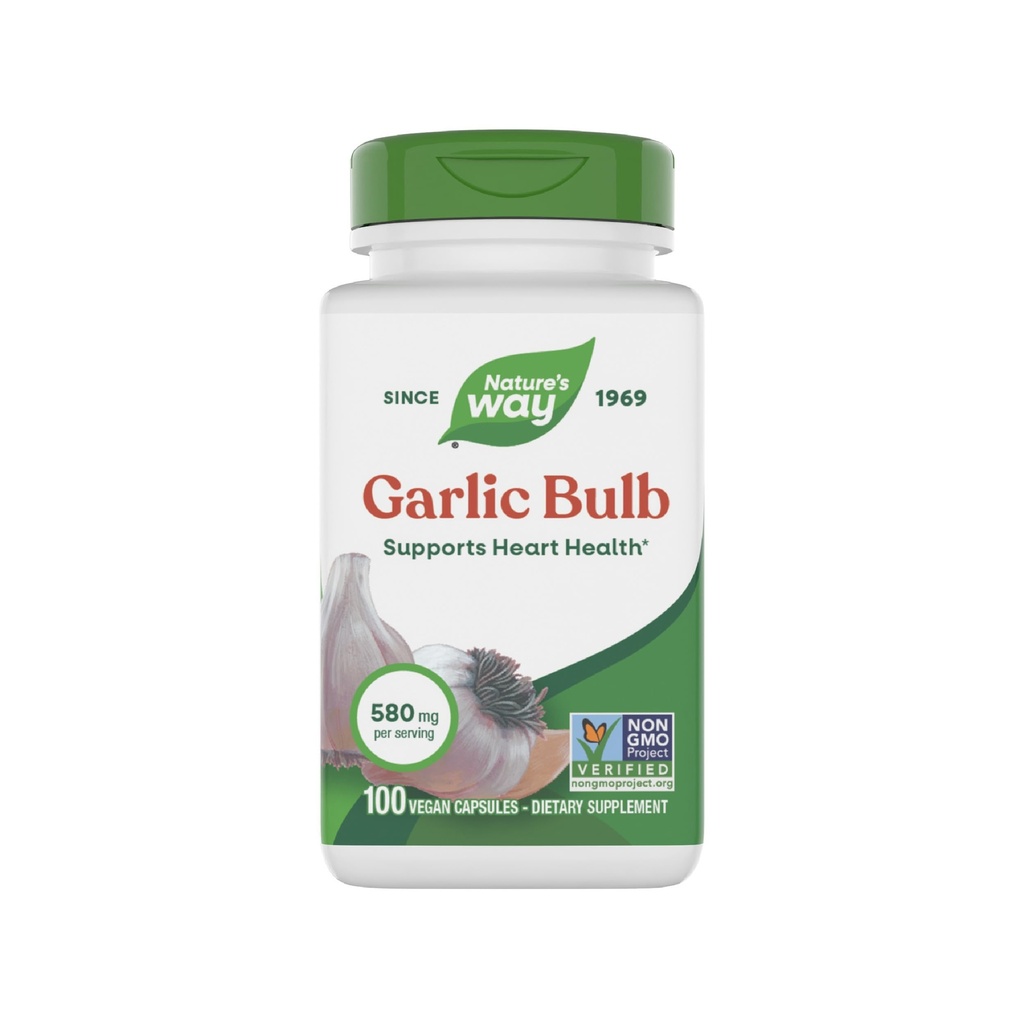 Ampoule à l'ail de la nature, soutien à la santé cardiaque*, projet non-OGM vérifié, 580 mg par portion, végan, 100 capsules (paquetage May Vary)