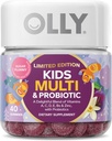 OLLY Enfants Multivitamine & Probiotique, Edition limitée, Soutien digestif, Vitamines A, D, C, E, B, Zinc, Supplément à croquer, Plume de sucre - 40ct