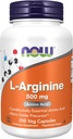MAINTENANT L-Arginine 500 mg,250 Capsules de légumes (emballage peut varier