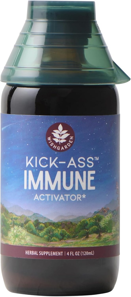 WishJarden Herbs Kick-Ass Immune Activator - Supplément de soutien à base de plantes immunitaires pour adultes, booster à base de plantes immunitaires et défense immunitaire avec/Echinacea & Goldenseal, formule de boost d'immunité rapide, 4oz