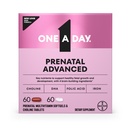 Un jour Prénatal Vitamines prénatales avancées avec acide folique, Choline, DHA et fer, Vitamines de grossesse pour les femmes à l'appui du développement de bébé, 60+60 Ct (120 Ensemble total) (Packaging May Vary)