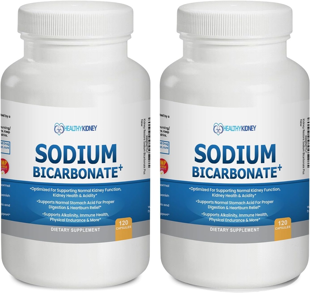 Capsules organiques de bicarbonate de sodium alcalin - stimule la santé rénale, neutralise l'acide stomach avec les superaliments alcalinisants, soutient le système immunitaire et la performance athlétique, antiacide de soulagement rapide 2 Pack
