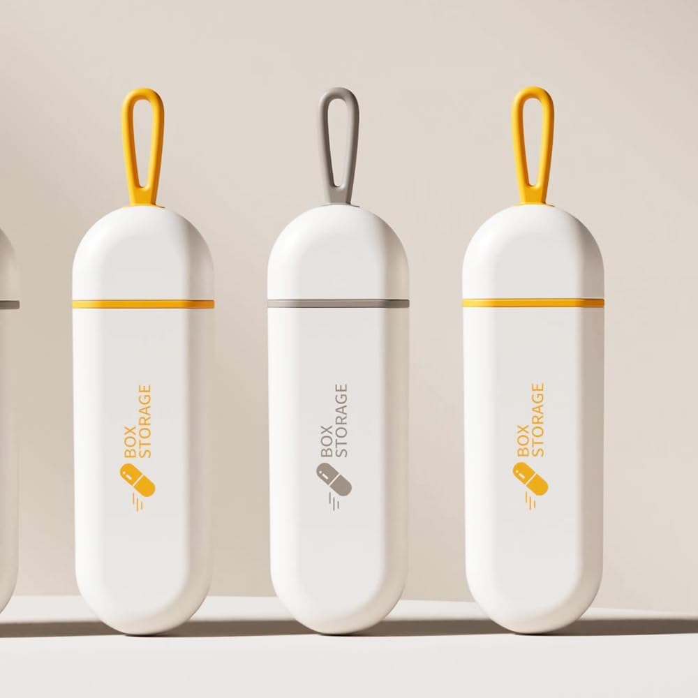 Organisateur de pilules mignon, petite taille cas de pilule, Compact Portable Daily Medicine Box pour les vitamines, médicaments, huiles de poisson, suppléments, capsules, 3 Compartiment parfait pour sac de poche, orange