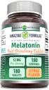 Formules étonnantes Melatonin Supplément à dissolution rapide de Citrus Flavor de 12 Mg par Serving de 180 comprimés non-OGM de Gluten-Free de fabrication américaine