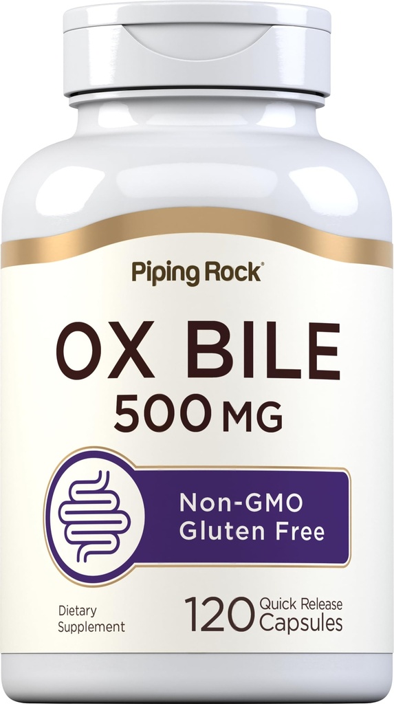 Piping Rock Ox Bile Supplément 500mg.120 Capsules Enzyme digestif.