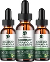 (3 packs) Sourop Graviola Extrait de feuille goutte liquide plus mousse pure de mer botanique pour le soutien cellulaire et la régénération, l'immunité, foie, Gut et antioxydant - Sourop Bitters liquide, 90 jours d'approvisionnement, 1 Fl Oz