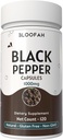 Black Pepper Capsules 1000mg Poudre de 1 000 mg Piper nigrum , Non-OGM, sans gluten , Pas d'additifs artificiels , GMP-certifié , Supplément à base de plantes , Wellness traditionnel (120 Nombre (paquet de 1))