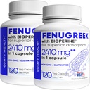 Capsules Fenugreek, 2410 mg, 240 portions, pilules Fenugreek avec biopérine pour Absorption supérieure, suppléments d'extrait de graines Fenugreek sans gluten, capsules Fenogreco