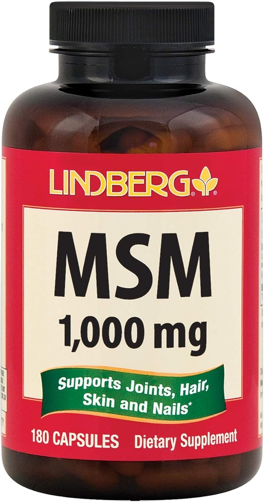 Gélules MSM de 1000mg de 180 Count de Sulfur de Sulfur de Sulfur de Sulfur, supplément sans gluten de Lindberg