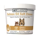 Vet Classics Supplément d'huile de saumon pour peau saine, manteaux brillants – supplément de manteau de chien, supplément de peau de chat – Comprend Oméga-3, 6, 9, Source de DHA, EPA – Chews doux 90 Ct.