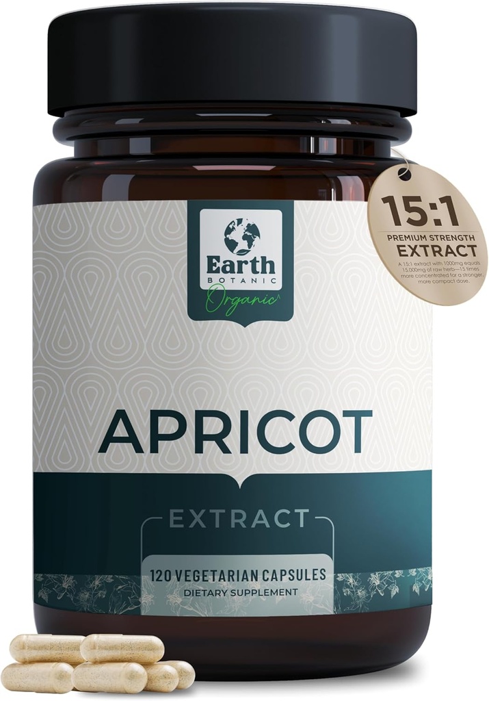 Apricot Extract, 1000 mg 120 Veggie Capsules (Vegan, Non-GMO) Herbal Supplements