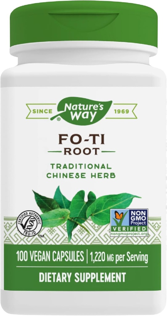 Nature's Way Fo-Ti Racine, Herbe traditionnelle chinoise, 1,220 mg par portion, 100 Capsules végétaliennes