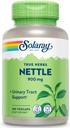 SOLARAY Nettle Leaf 450mg Soins du rein, de l'urine et de la prostate Utilisation traditionnelle pour une réponse allergique et respiratoire saine 180 CT