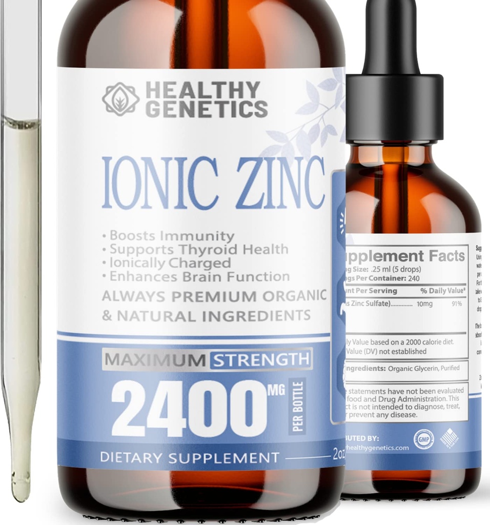 Liquid Zinc gouttes Concentré pour toute la famille de 240 jours d'approvisionnement de Zinc Sulfate 2400mg