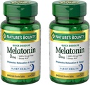 Nature's Bounty Melatonin 3mg, 100% sans médicament aide à dormir pour les adultes, soutient la relaxation et le sommeil, supplément alimentaire, 240 Compte (paquet de 2)