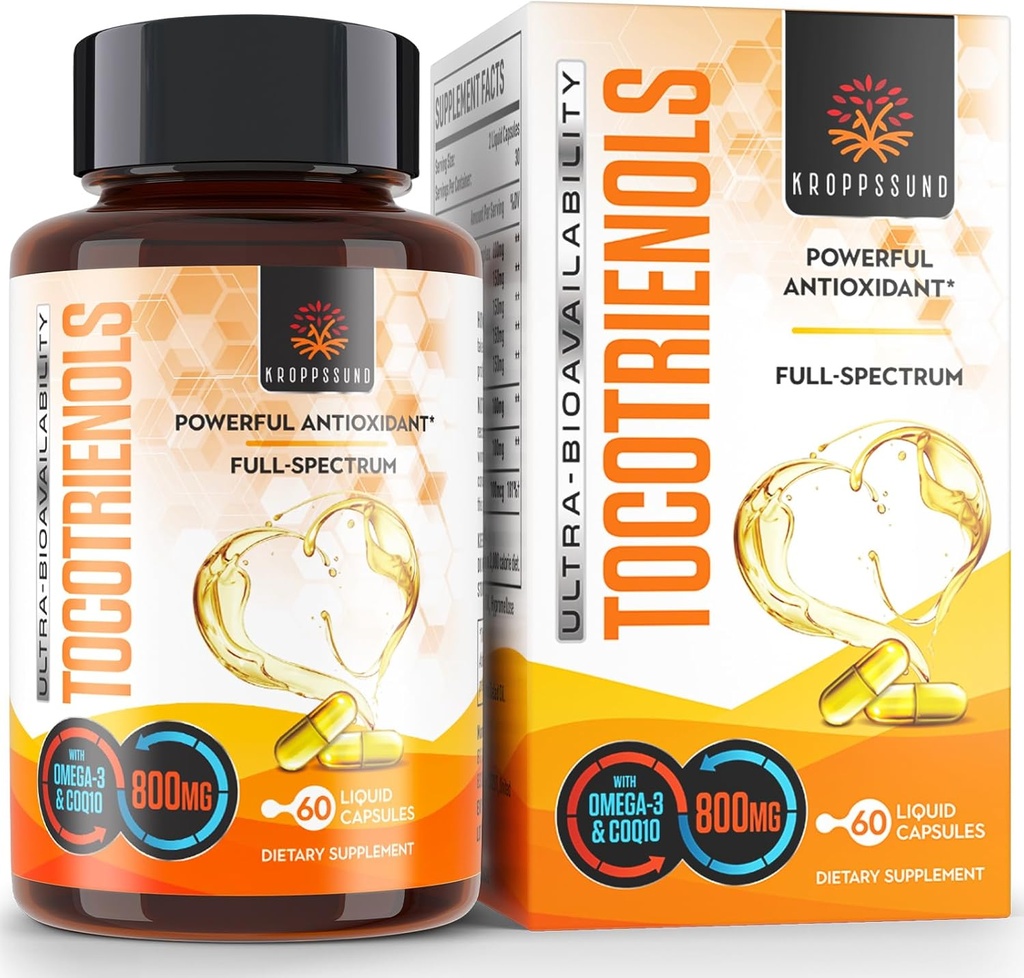 Kroppssund Tocotrienols 800mg Supplement | Rich in Vitamin E Tocotrienols - 60 Liquid Capsules