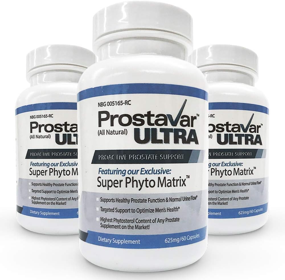 3 Bouteille Nouveau Améliorer de Maker of Original Prostavar Ultra Prostate Support 600mg 90% Beta-Sitostérol & 320mg Saw Palmetto + Extrait de graines de raisin