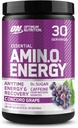 Optimum Nutrition Amino Energy - Pré-entraînement avec le thé vert, BCAA, acides aminés, Keto Friendly, extrait de café vert, poudre d'énergie - raisin Concord, 30 portions