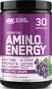 Optimum Nutrition Amino Energy - Pré-entraînement avec le thé vert, BCAA, acides aminés, Keto Friendly, extrait de café vert, poudre d'énergie - raisin Concord, 30 portions