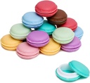 Juvale Macaron Pill Case - Macaron Jewelry Holder & Pill Box - Durable Mini Plastic Containers with Lids - 8 Colors, 1.7 in - Pack of 16