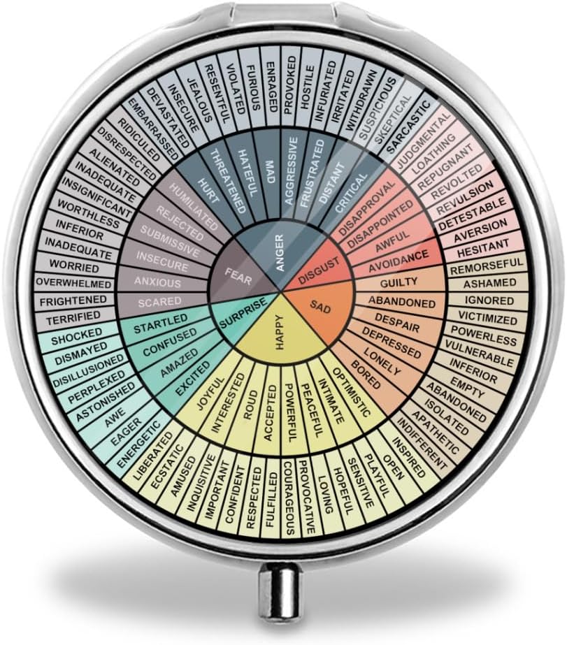 Roue de senteurs Pill Box Purse Pocket Small Round Pill Case Decorative Box Metal Medicine Vitamine Pill Organizer Portable Unique Gift, 19.68in/50cm, Argent 1