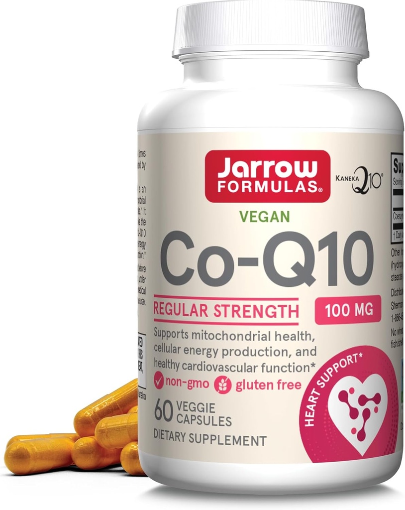 Formules de Jarrow Co-Q10 100 mg - Soutien antioxydant pour la santé mitochondriale, la production d'énergie cellulaire et la fonction cardiovasculaire saine - 60 Capsules de Veggie - Non-OGM - Sans gluten
