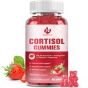 Gommies de cortisol pour femmes avec Ashwagandha, Rhodiola Rosea, L-Theanine, Magnésium, Vitamine D3 pour le soutien Zzz, Cortisol équilibré, Vegan, 60 Gommies