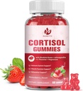 Gommies de cortisol pour femmes avec Ashwagandha, Rhodiola Rosea, L-Theanine, Magnésium, Vitamine D3 pour le soutien Zzz, Cortisol équilibré, Vegan, 60 Gommies