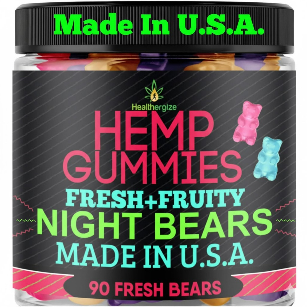 Gummies de chanvre pour dormir-haute puissance détente calme nuit-temps, la paix et la détente, l'ours gommy fruité comestibles, bonne humeur, repos temps de lit naturel huile de chanvre Oméga-Fabriqué aux États-Unis