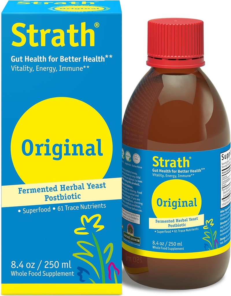 Strath Nutritional Yeast Liquid Syrup 8.4 Oz - Vegetarian, Lactose Free, Artificial Additive Free - Digestive Support, Nutrient Absorption - Unflavored Daily Supplement - Prebiotic and Postbiotic
