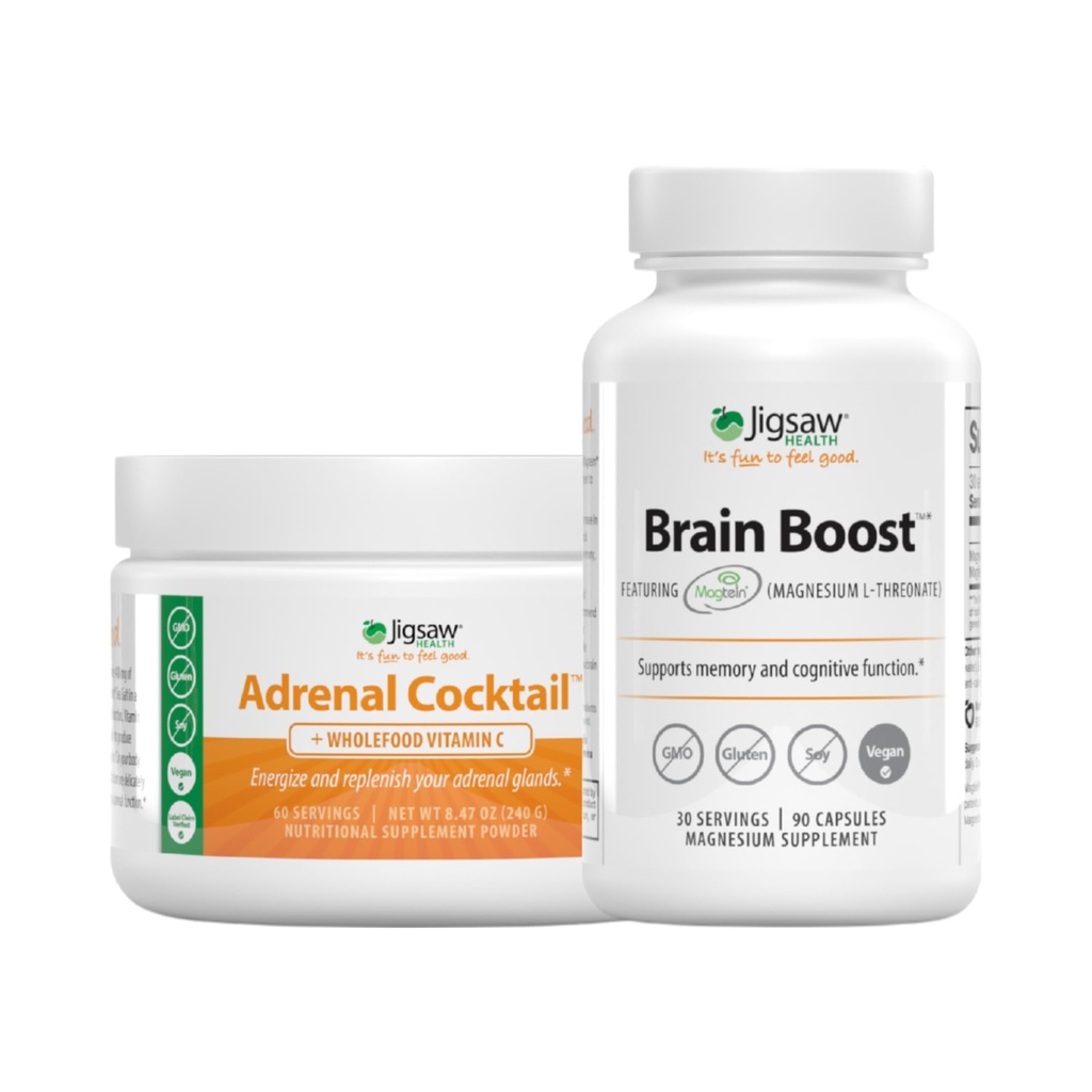 Jigsaw Health Bundle, 60 portions (Jar) et Brain Boost, 90 capsules