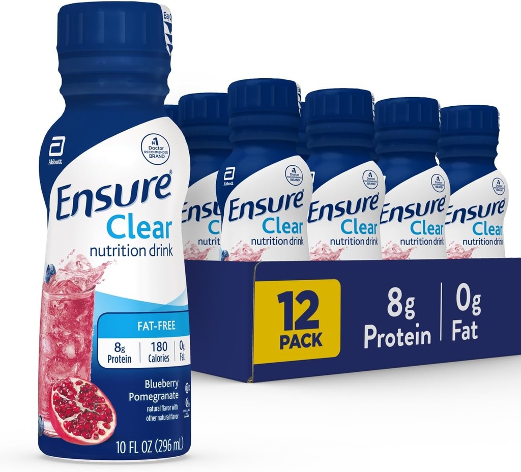 Assurez-vous que la boisson de nutrition claire liquide, 0g de graisse, 8g de protéines, Blueberry grenade, 10 Fl Oz (paquet de 12), bouteille, sans gluten