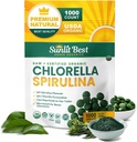 Les meilleurs comprimés de Chlorella Spiruline éclairés au soleil - Bio USDA, Premium Spiruline et Chlorella Comprimés 1000 Compte - Sun Chlorella Pure Natural Superfood avec des algues, des enzymes Chlorophylle et des protéines végétales