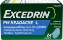 Excédrine PM pour le soulagement des maux de tête, acétaminophène 250mg, Aspirine 250mg, Diphénhydramine Citrate 38mg, analgésique, Sleep-Aid de nuit, 24 Compte