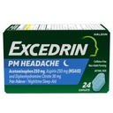 Excédrine PM pour le soulagement des maux de tête, acétaminophène 250mg, Aspirine 250mg, Diphénhydramine Citrate 38mg, analgésique, Sleep-Aid de nuit, 24 Compte