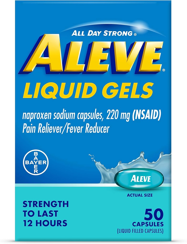 Gels liquides Aleve, sodium Naproxène pour soulager la douleur ‐ 50 Compte