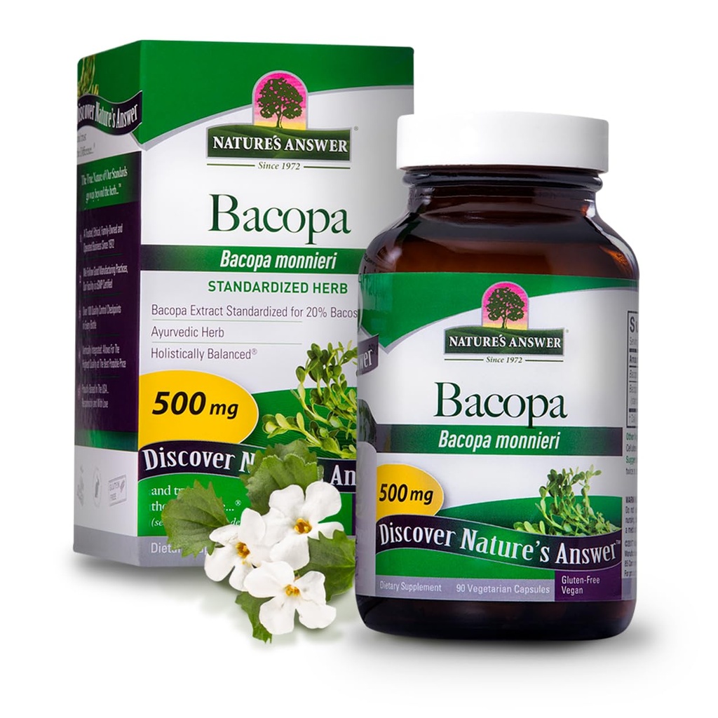 Réponse de la nature Bacopa Monnieri Capsules végétariennes normalisées 500mg, 90-Count