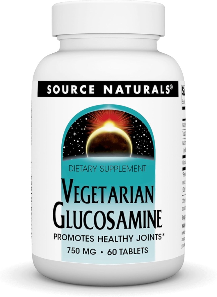 Source Naturals Glucosamine végétarienne, favorise la santé des articulations*, 750 mg - 60 comprimés