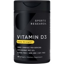 Recherche sportive Vitamine D3 2000 UI avec huile de noix de coco MCT - Supplément double résistance Vitamine D - Non-OGM Vérifié, sans gluten et sans soja – 50mcg, 360 softgels liquides