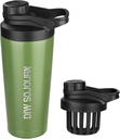 Bouteille de shaker DIW 24 oz,Bouteille de shaker en acier inoxydable au design sans bruit,Bouteille de shaker en métal isolé pour les mélanges de protéines et préentraînement,Gym Bouteille Shaker(Green)