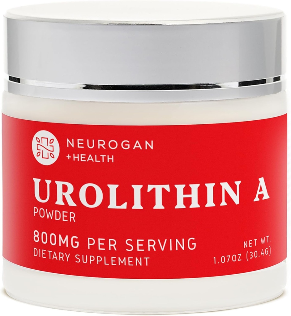 Santé neurogane Urolithine A Poudre 800mg - Bien-être quotidien -Vegan, non-OGM, sans gluten - 30.4g - Urolithine pure A de l'extrait de grenade - Composé biotique post- Pas de remplissage ou d'arôme