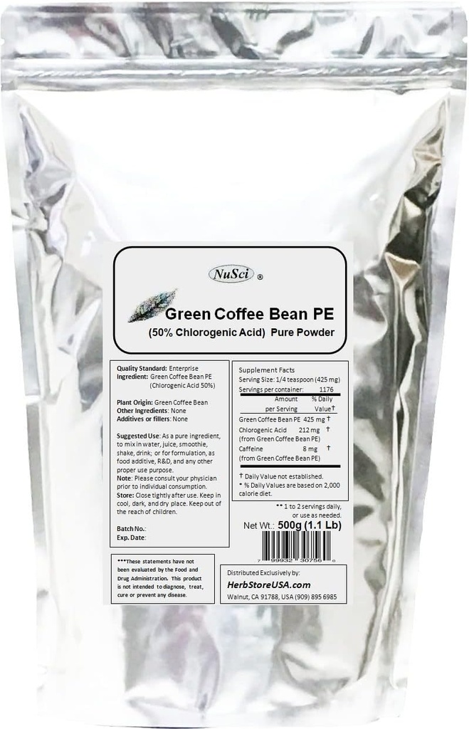 Poudre d'extrait de café vert, acide chlorogène à 50 % normalisé (500 grammes (1,1 lb))