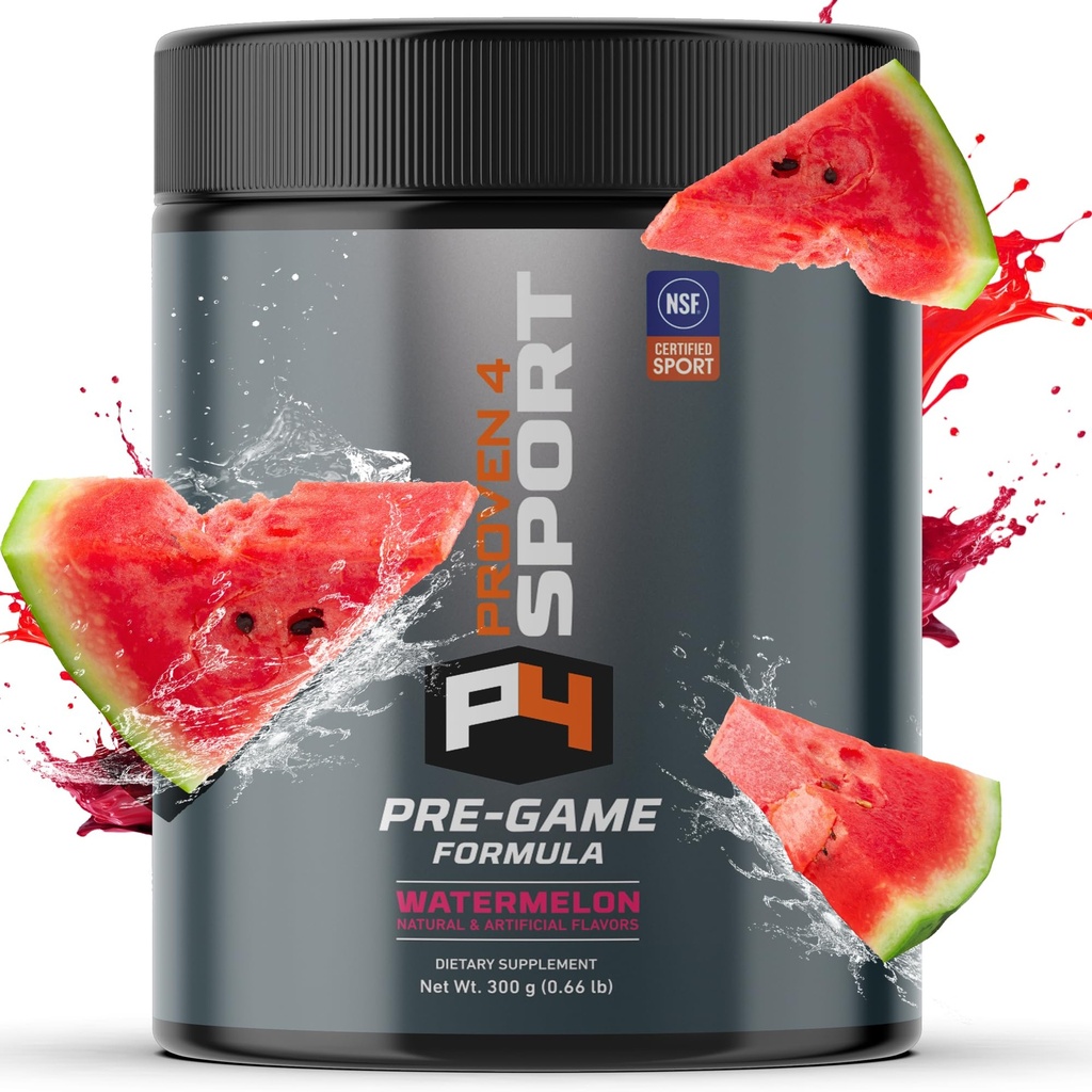 Proven4 Poudre de pré-entraînement pour hommes et femmes avec créatine - Beta Alanine - Caféine NSF Pré-entraînement certifié Supplément énergie Pastèque 30 Serviages