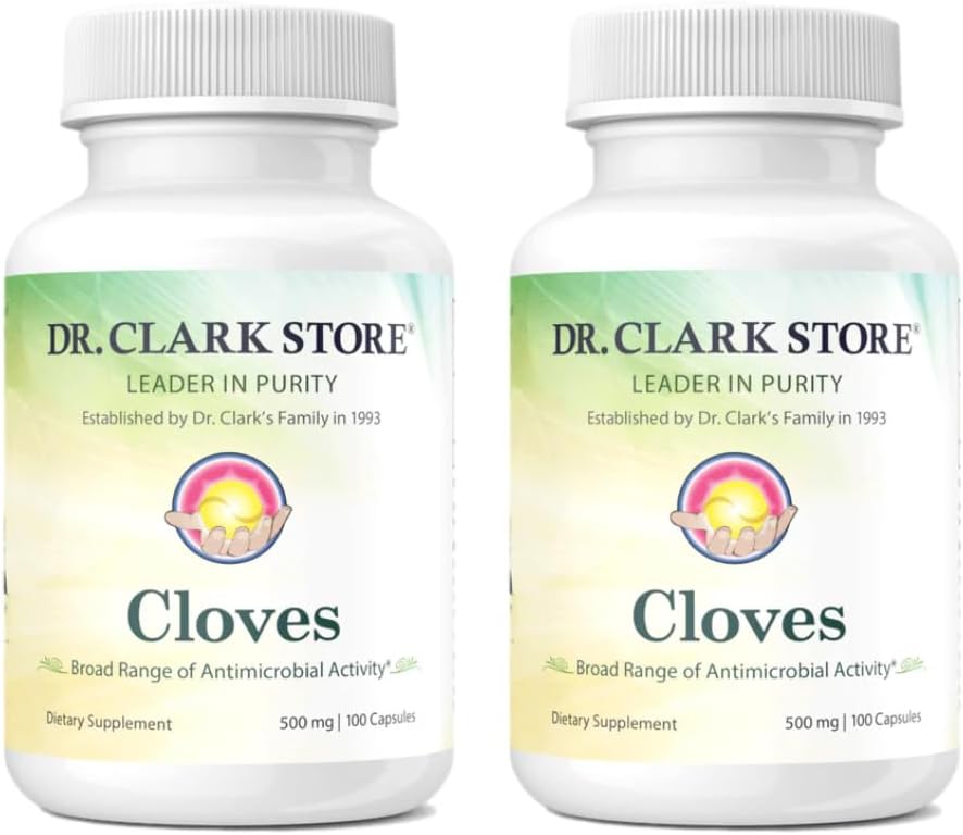 Supplément de soins de santé Dr Clark Cloves - Santé Digestive Naturelle, 500 mg, 100 gélules de gélatine pure 2Pack