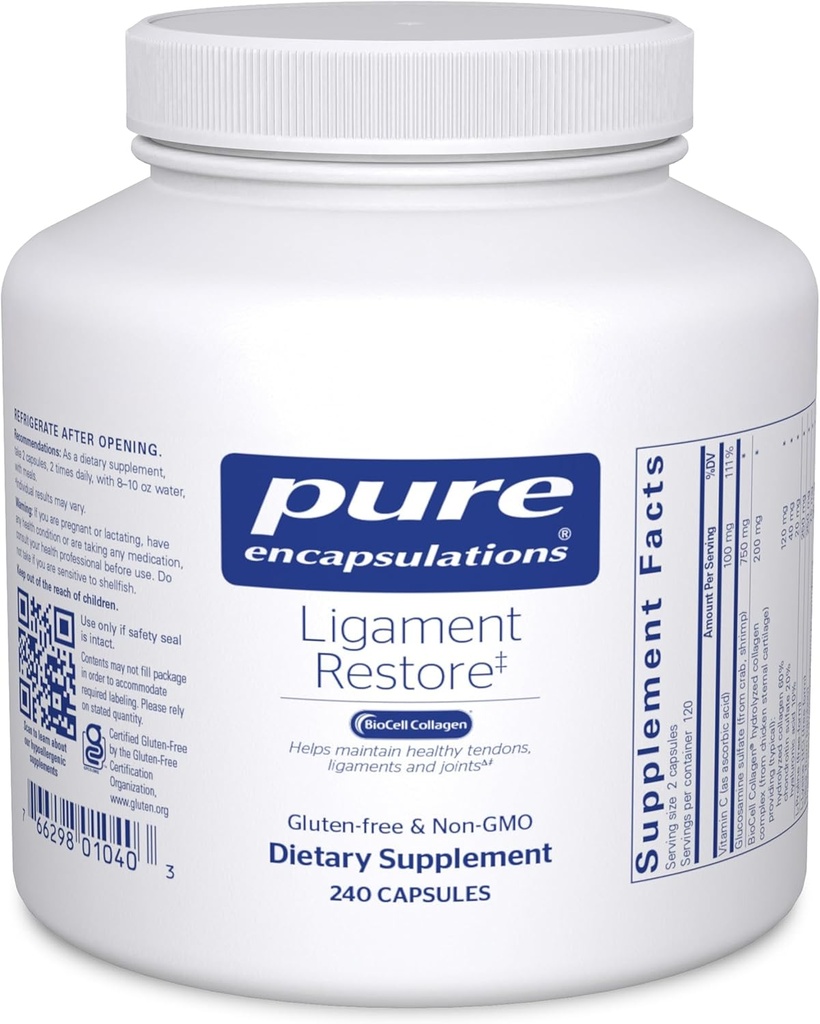 Encapsulations pures - Ligament Restore - Supplément diététique aide à maintenir des Tendons, des Ligaments et des articulaires sains - 240 Capsules